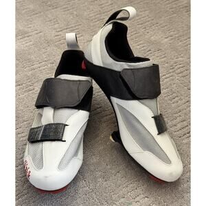 Fizik Cycling Shoes K5 White Silver Uomo Triathlon Bicycle Size 42 US 8.5 Carbon